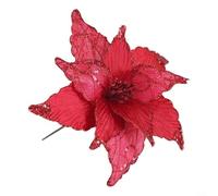 Décoration à couper le souffle de poinsettia scintillante de 25 cm, parfaite pour votre sapin de Noël (rouge)