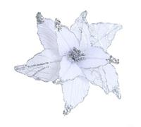 Décoration à couper le souffle de poinsettia scintillante de 25 cm, parfaite pour votre sapin de Noël (blanc)