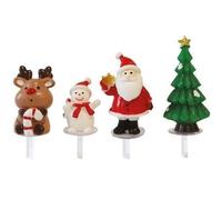 ScrapCooking - 4 Décorations Noël pour Bûches - Renne, Bonhomme de Neige, Père Noël, Sapin - Décors Pâtisserie Gâteaux - Accessoires Cake Toppers pour Gâteaux, Cupcakes - 4942