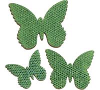 Décoration à saupoudrer en bois Papillon vert paillettes 24 pcs 5/4/3cm printemps