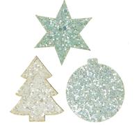 Décoration à saupoudrer Noël blanc/turquoise étoiles boules arbres 36 pcs