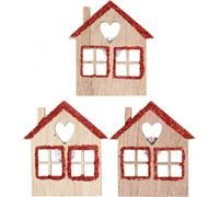 Décoration à saupoudrer Noël Mini-Chaussons Bois Rouge Paillettes Autocollant 72er Set