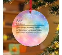 Décoration à suspendre avec mots amusants en acrylique transparent - Description : souvenir pour décoration d'arbre de Noël - Plaques nominatives