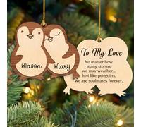 Décoration à suspendre avec noms de pingouins 2025 à faire soi-même pour Noël, Saint-Valentin, anniversaire, mariage pour lui, elle, mari, épouse, jeunes mariés, fiancés, petit ami, petite amie