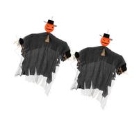 Décoration à suspendre avec nœud papillon en paille, installation facile, décoration pour fêtes de vacances, décoration de chapeau de citrouille orange spectre