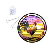 Décoration à suspendre en acrylique en forme de poule pour la maison - Vitrail coloré - Attrape-soleil (S)