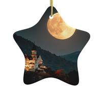 Décoration à suspendre en céramique en forme d'étoile, motif château d'ombre, convient pour une décoration polyvalente de maison et de magasin