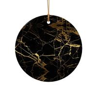 Décoration à suspendre en céramique pour sapin de Noël avec fond noir et doré