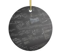 Décoration à suspendre en céramique pour sapin de Noël - Symboles mathématiques imprimé complet, décoration festive ronde pour la maison, le bureau et la fête