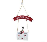 Décoration à suspendre en fer robuste pour boîte aux lettres de Noël | Charmant motif Père Noël, construction en fer robuste, pour une couleur festive rouge, taille de 24 cm