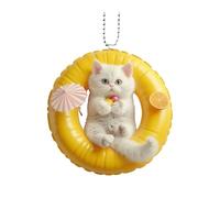 Décoration à suspendre en forme de chat - Bouée de natation 2D plate - En acrylique - Pour maison, arbre de Noël, voiture, rétroviseur - Chat léger