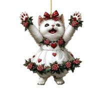 Décoration à suspendre en forme de chat pour sapin de Noël en acrylique pour rétroviseur de voiture