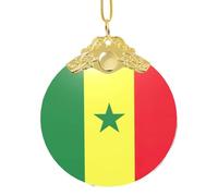 Décoration à suspendre en verre avec drapeau du Sénégal, décorations festives à suspendre pour sapin de Noël pour cadeaux de Noël 2025