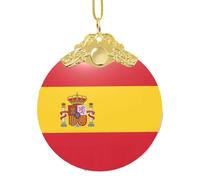 Décoration à suspendre en verre avec drapeau espagnol, ornements festifs à suspendre pour sapin de Noël pour cadeaux de Noël 2025