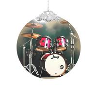 Décoration à suspendre en verre imprimé tambour jazz pour cadeau de Noël 2025