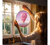 Décoration à Suspendre en vitrail Attrape-Soleil avec chaîne en métal | Attrape-soleil en verre rose en forme de montgolfière en diamant - Décoration murale pour fenêtre - Cadeau pour femme