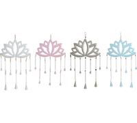 Décoration à suspendre Home ESPRIT Bleu Blanc Gris Rose Fer Oriental Fleur de Lotus (4 pièces)