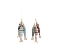 Décoration à suspendre Home ESPRIT Bleu Rouge Multicolore Poissons 5 x 2 x 20 cm (2 pièces)