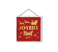 Piccoli Messaggi Lot de 6 Panneaux en Bois Joyeux Noël Rouge 20 x 20 cm