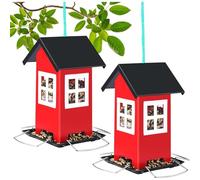 Décoration à suspendre pour cour extérieure, ensemble de 2 pièces avec 4 ports en métal, mangeoire à oiseaux en métal, conception de villa rurale, décoration de cour de jardin, machine d'alimentation