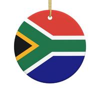 Décoration à suspendre pour sapin de Noël avec drapeau d'Afrique du Sud, décoration en céramique, pendentif rond en porcelaine de Noël