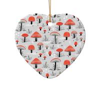 Décoration à suspendre pour sapin de Noël en forme de champignons de dessin animé, étoile et cœur en céramique pour décoration de Noël