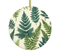 Décoration à suspendre pour sapin de Noël, encyclopédie des fougères, pendentif rond en céramique, décoration exquise de fête de vacances.