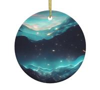 Décoration à suspendre pour sapin de Noël et cheminée - Étoiles de science-fiction - Pendentif rond en céramique - Ornement exquis de fête de vacances.