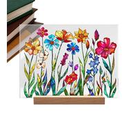 Décoration acrylique florale peinte, verre d'imitation avec imprimé floral acrylique, attrape-rêves lumière florale colorée | Décoration de maison faite à la main avec motif floral