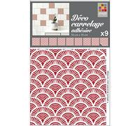Décoration adhésive pour CARRELAGE 9 Carreaux Miyoshi Rouge