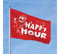Décoration amusante de bar Happy Hour avec drapeau royal pour porche (30 x 45 cm)