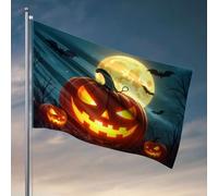 Décoration amusante de chambre citrouilles d'Halloween sous une pleine lune. Drapeau, décorations d'extérieur pour terrasse, accessoires de grotte d'homme (60 x 90 cm)