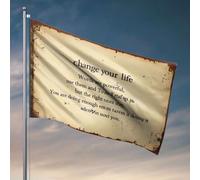 Décoration amusante pour bar, changez votre vie avec des mots puissants. Drapeau décoratif de chambre d'université pour gars, drapeaux de voiture pour chambre (60 x 90 cm)