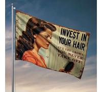Décoration amusante pour bar Invest In Your Hair - It'S The Crown You Never Take Off! Drapeau pour décoration de chambre d'homme (60 x 90 cm)