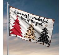 Décoration amusante pour bar, léopard, arbres à carreaux avec « It's The Most Wonderful Time Of The Year ». Drapeau décoratif pour chambre d'université pour gars, drapeaux de voiture pour chambre (120