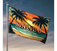 Décoration amusante pour bar, Malibu Sunset Paradise, décoration de chambre universitaire, décoration pour gars, voiture, drapeaux pour chambre (152 x 244 cm)