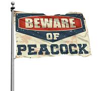 Décoration amusante pour bar, méfiez-vous du drapeau paon, décoration extérieure, drapeaux cool pour les gars (120 x 180 cm)