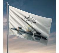 Décoration amusante pour bar Mindfulness Lotus : Just Breathe Serenity Drapeau Décor pour chambre à coucher Drapeaux pour les gars (30 x 45 cm)