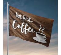 Décoration amusante pour bar Morning Ritual: But First, Coffee! Drapeau décoratif pour chambre à coucher drapeaux pour gars (60 x 90 cm)