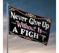 Décoration amusante pour bar « Never Give Up Without A Fight ». Drapeau pour décoration de chambre d'homme (120 x 180 cm)