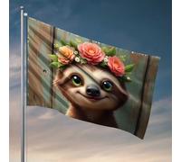 Décoration amusante pour bar paresseux couronne florale : un drapeau mignon et coloré pour chambre à coucher drapeaux pour hommes (152 x 244 cm)