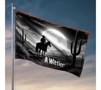 Décoration amusante pour bar Western Moonlit Journey : une silhouette d'aventure drapeaux pour hommes décorations de jardin d'extérieur (152 x 244 cm)