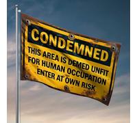 Décoration amusante pour bar zone condamnée : dangereux pour l'occupation humaine - Entrez à vos risques et périls drapeaux pour hommes décorations de jardin d'extérieur (60 x 90 cm)