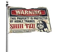 Décoration amusante pour chambre à coucher - Avertissement : cette propriété est protégée par un drapeau Shih Tzu hautement qualifié - Drapeaux de décoration de chambre à coucher à accrocher dans