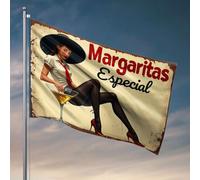 Décoration amusante pour femme de bar portant un chapeau tenant du verre margarita. Drapeau décoration de chambre d'université pour gars, drapeaux de voiture pour chambre (30 x 45 cm)