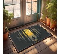 Décoration amusante pour homme de bar marchant à travers la forêt au coucher du soleil avec lune en arrière-plan, décoration de bar drôle, décoration de cuisine vintage et accessoire (50 x 80 cm)
