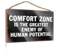 Décoration amusante pour la maison Comfort Zone Is The Greatest Enemy Of Human Potential. Panneaux de bar amusants en bois pour décoration d'intérieur (20 x 30 cm)