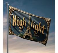 Décoration amusante pour université - Tour Eiffel dorée illumine la nuit à Paris - Décoration de salle de bain amusante - Drapeaux de dortoir (60 x 90 cm)