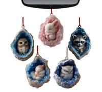 Décoration animale de Noël - Géode acrylique 2D - 5 pièces - Décoration festive pour sapin de Noël, mur, fenêtre, voiture, miroir intérieur - Pour la maison, fenêtre, porte, mur, sapin de Noël