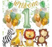 Decoration Anniversaire 1 An Garcon, Ballon 1 An, Ballon Anniversaire 1 An, Jungle Animaux Décoration Kit Anniversaire Garcon Fille